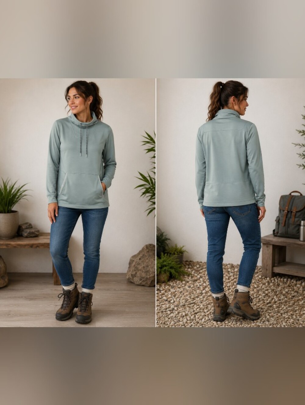 Columbia Women’s Medium Sage Green Cowl Neck Pullover Hiking Outdoor Top
